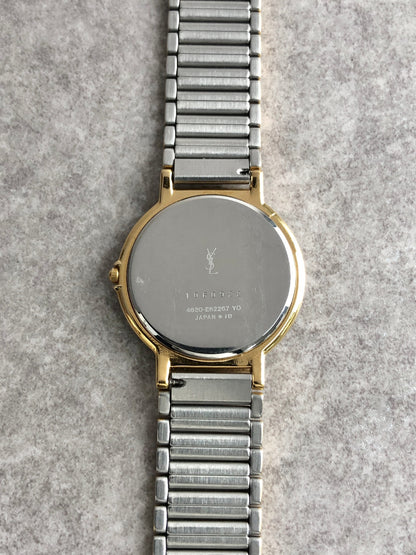 Yves Saint Laurent YSL Logo Quartz Watch Silver 4620-E62267 YO Vintage 73cef2