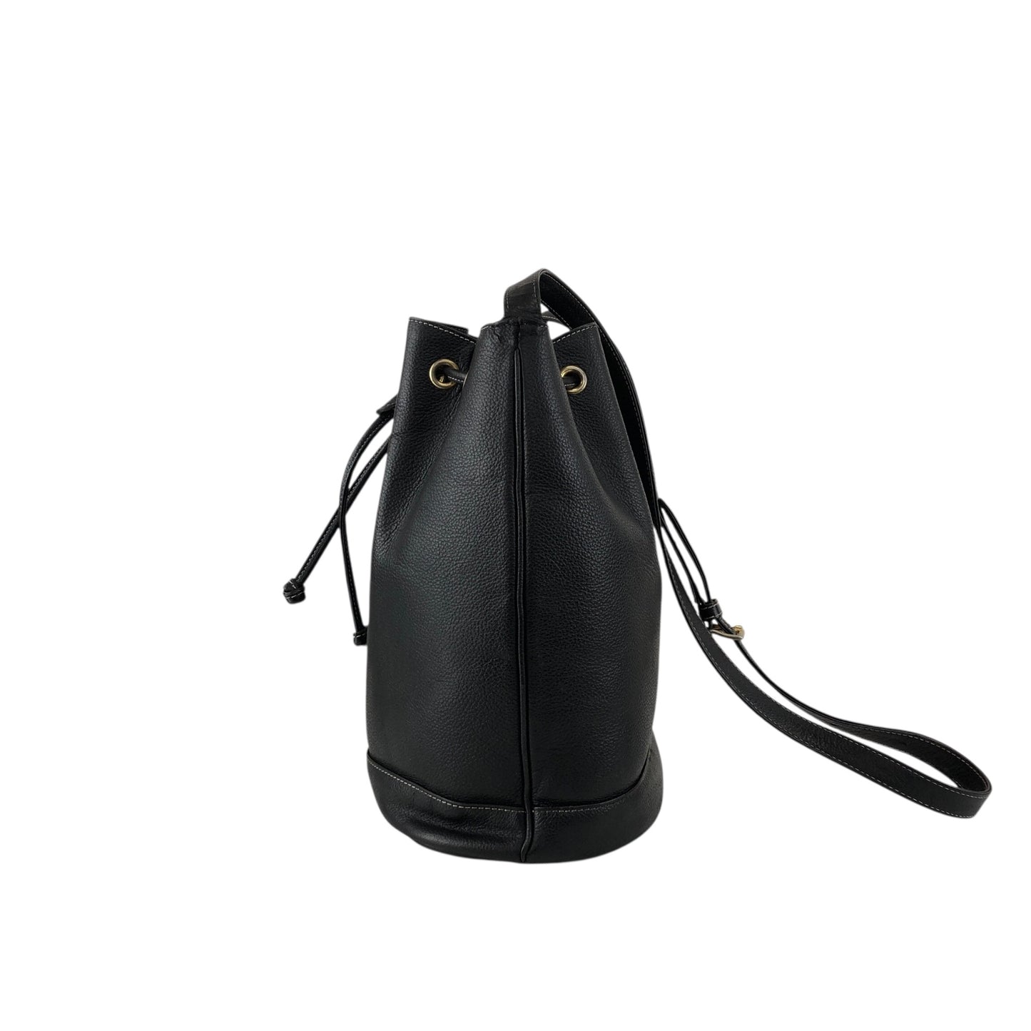 Yves Saint Laurent YSL Logo Drawstring Shoulder bag Black Vintage 3jig7u