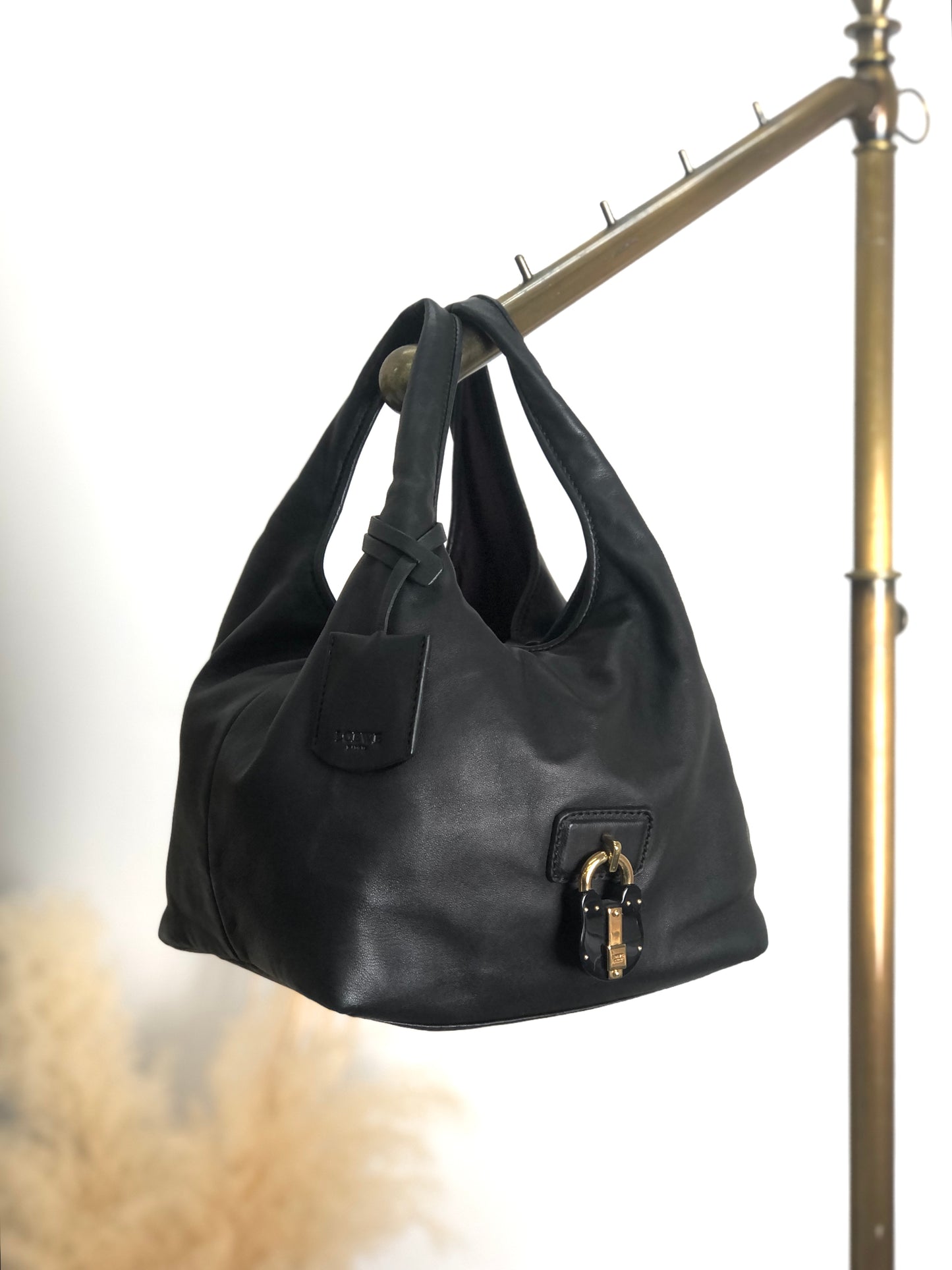LOEWE Padlock Handbag Black Vintage 3b6srk