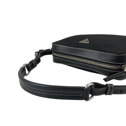 PRADA Tessuto Triangle Logo Shoulder bag Black Vintage mshu7d