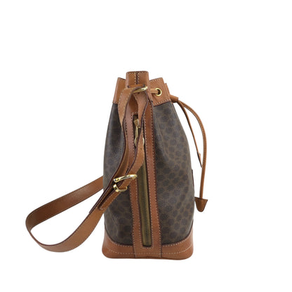 CELINE Macadam Blason Drawstring Shoulder bag Brown Vintage e8wkxg