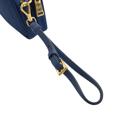 PRADA 三角形標誌雙向小手提包單肩包藍色復古 wa4xz3