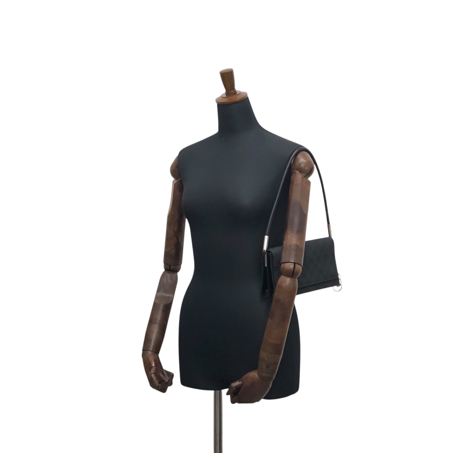 GUCCI Interlocking GG Canvas Shoulder bag Black Vintage 2tc23f