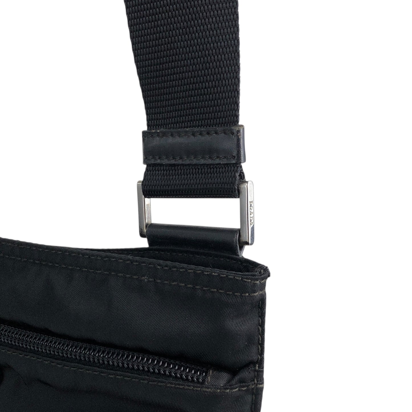 PRADA Tessuto Triangle Logo Shoulder bag Black Vintage g7nprp