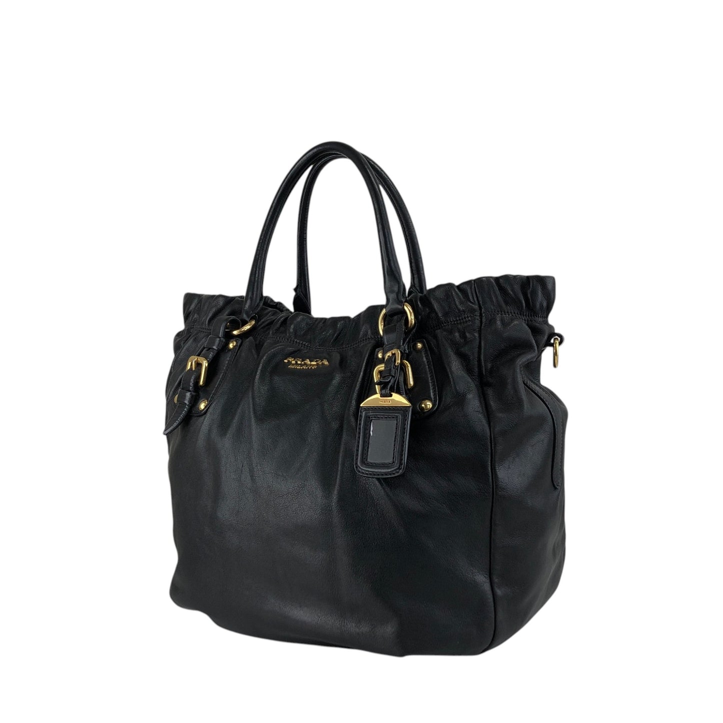 PRADA Logo Two-way Handbag Shoulder bag Black Vintage t5sy7s