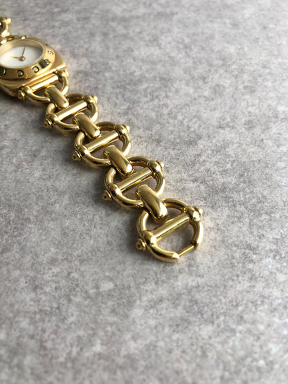 GUCCI Logo Quartz Watch Gold 6400L Vintage fks3xd