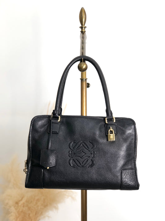 LOEWE Anagram Small Boston bag Handbag Black Vintage rtk3kf