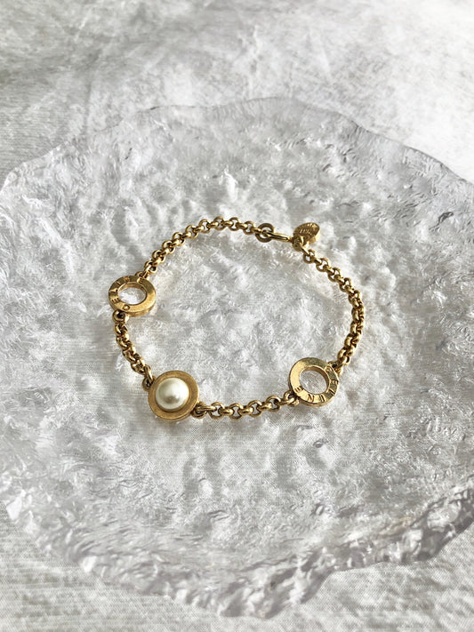 CELINE Circle Logo Bracelet Gold Vintage vmu75t
