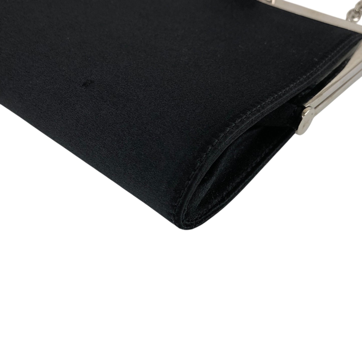 CELINE Triomphe Metal Clasp Chain Shoulder bag Black Vintage 857psb