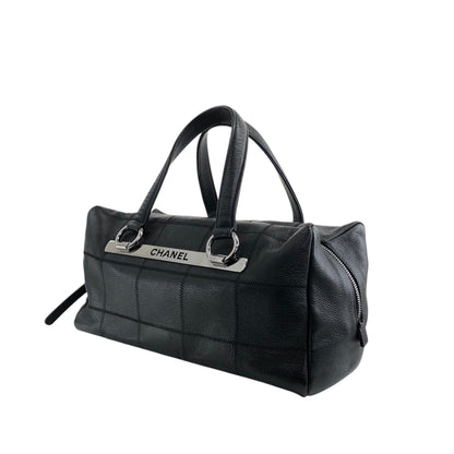 CHANEL Chocolate Bar Handbag Boston bag Black Vintage iez78z