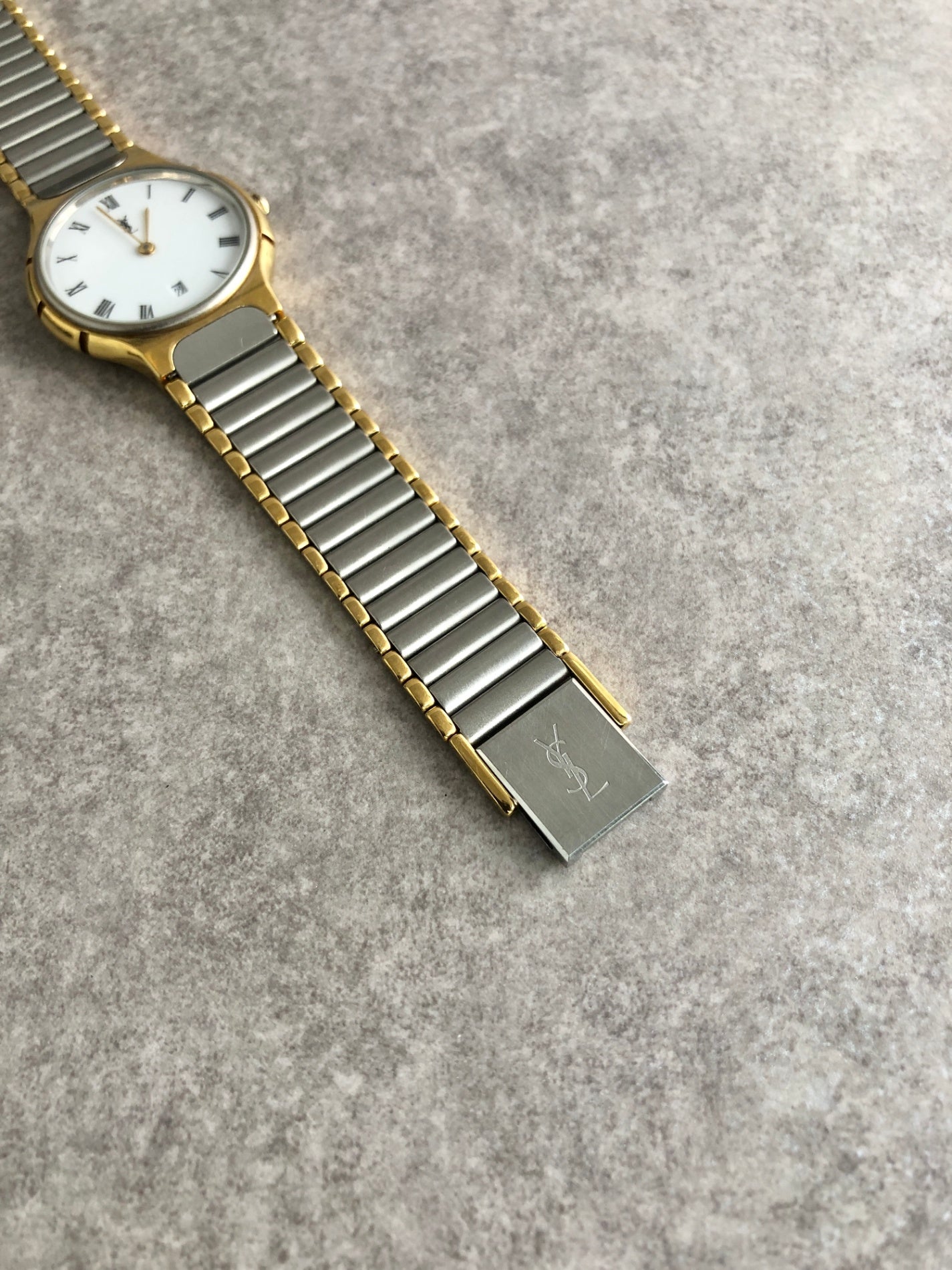 Yves Saint Laurent YSL Logo Watch Silver Vintage 5nc7zu