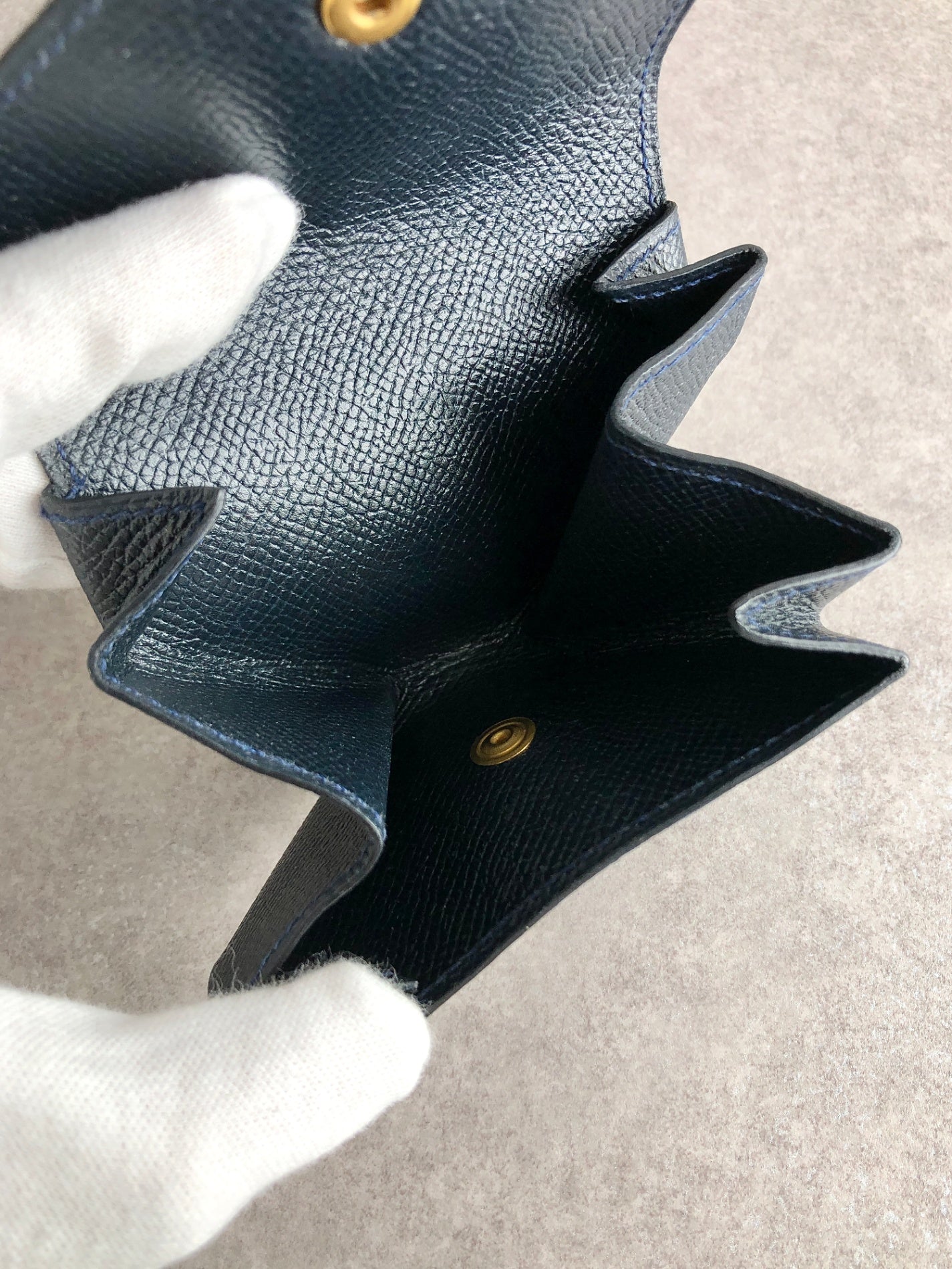 HERMES Coin Purse Navy Vintage mtijfp