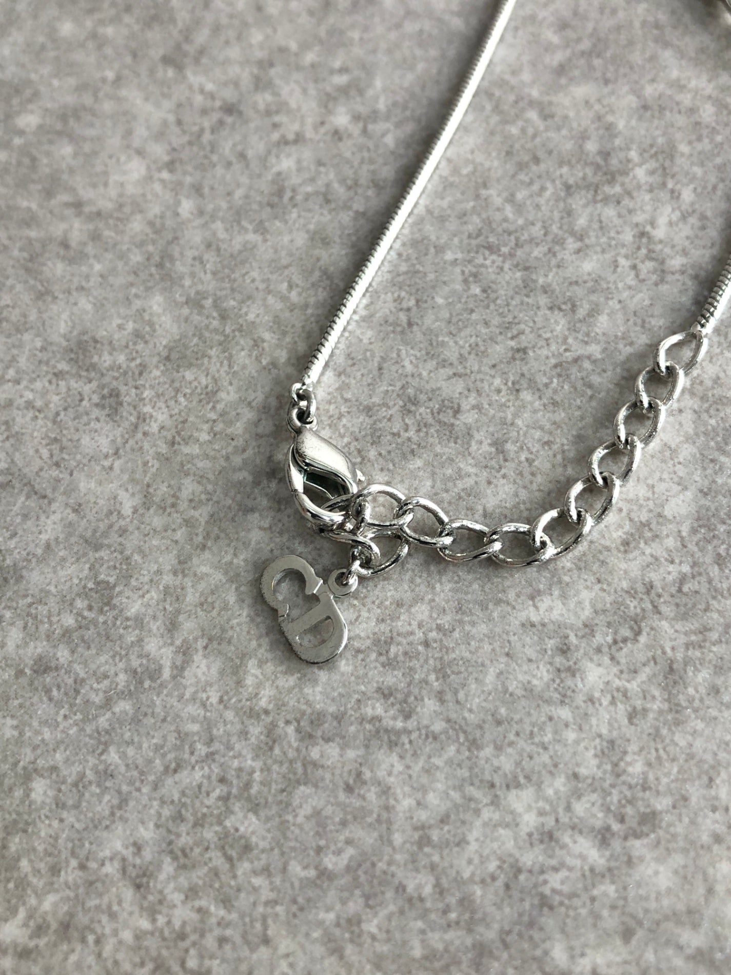 Christian Dior CD Logo Necklace Silver Vintage bgzdni
