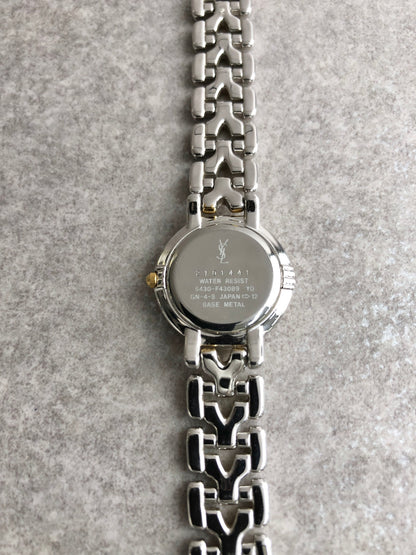 Yves Saint Laurent YSL Logo Watch Silver×Gold 5430-F43089 Vintage zbnrnv