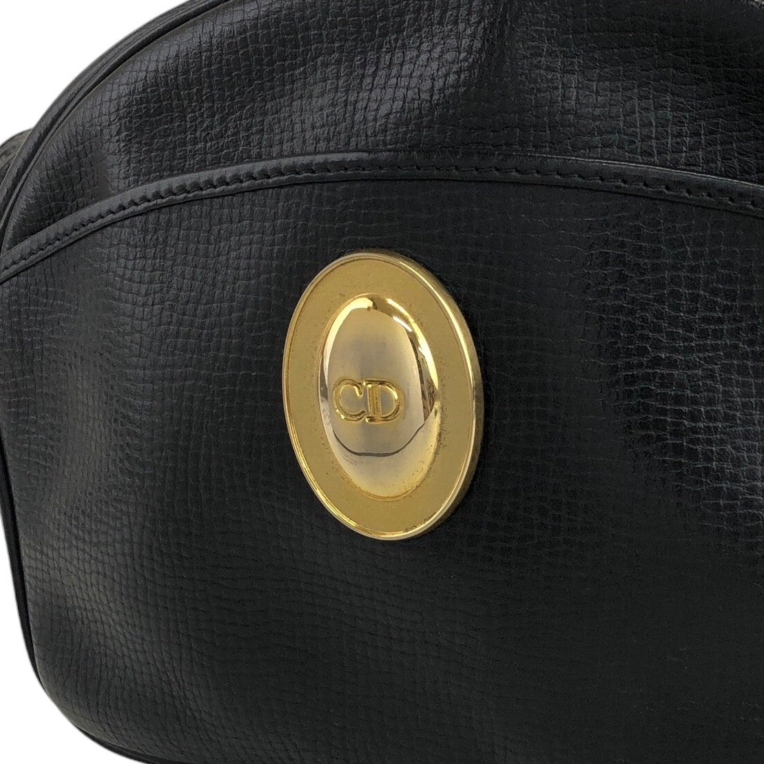 Christian Dior CD Logo Embossed Shoulder bag Black Vintage 4hjctr