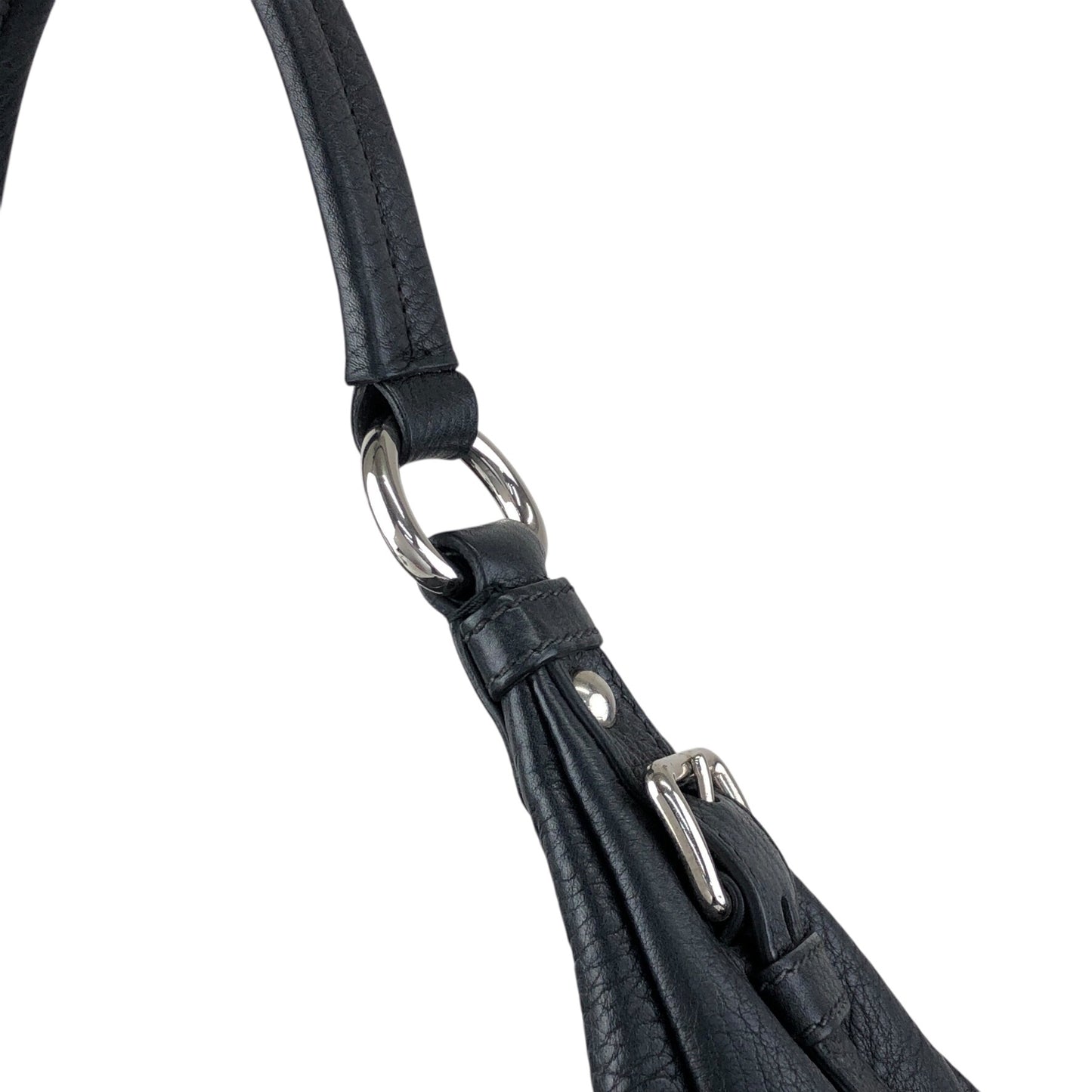 PRADA Logo Shoulder bag Hobobag Black Vintage 53rvk2
