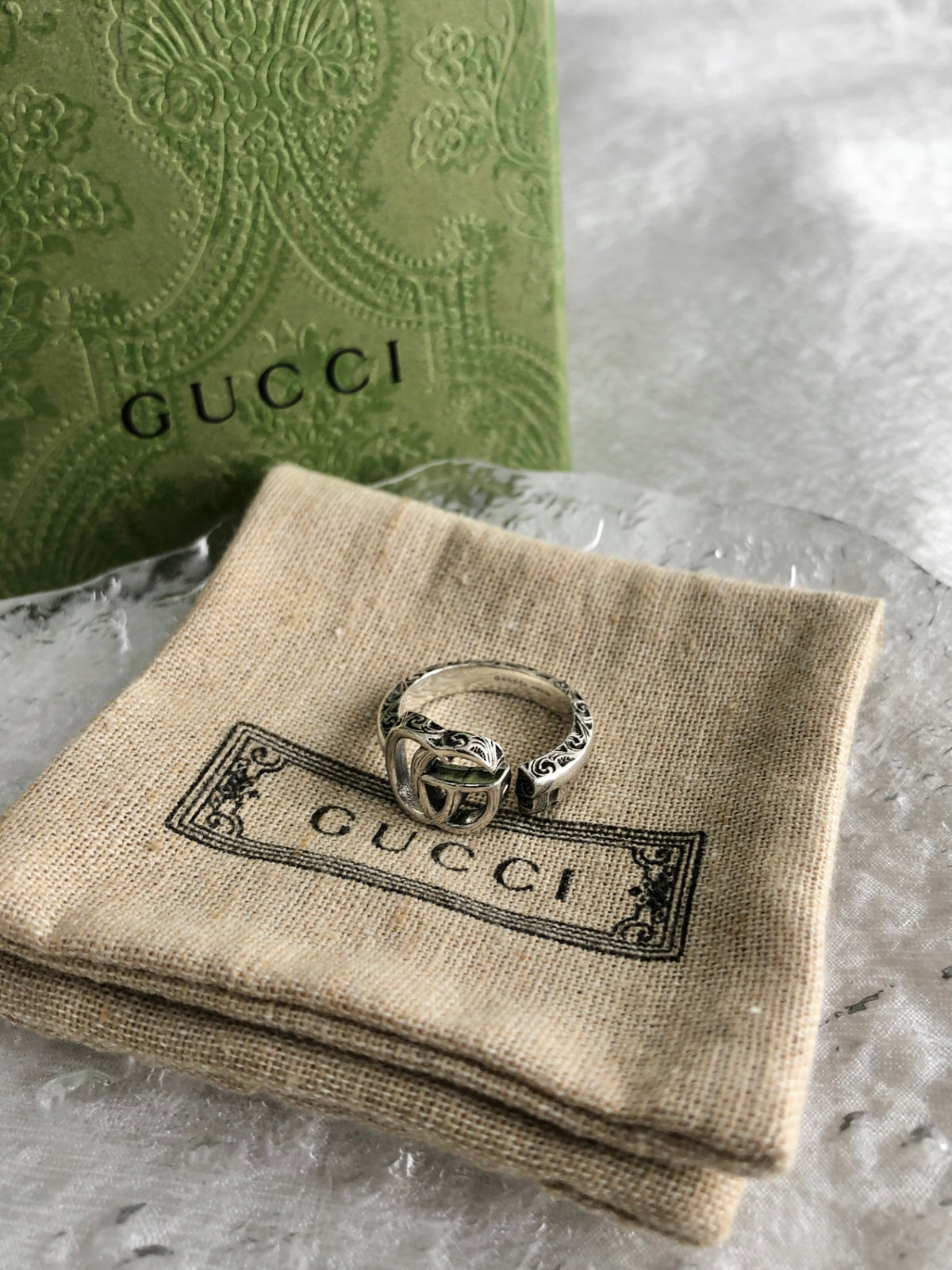 GUCCI Interlocking SILVER925 Ring Silver Vintage ii7djb