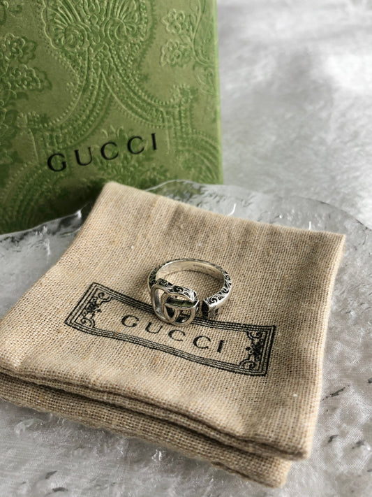 GUCCI Interlocking SILVER925 Ring Silver Vintage ii7djb