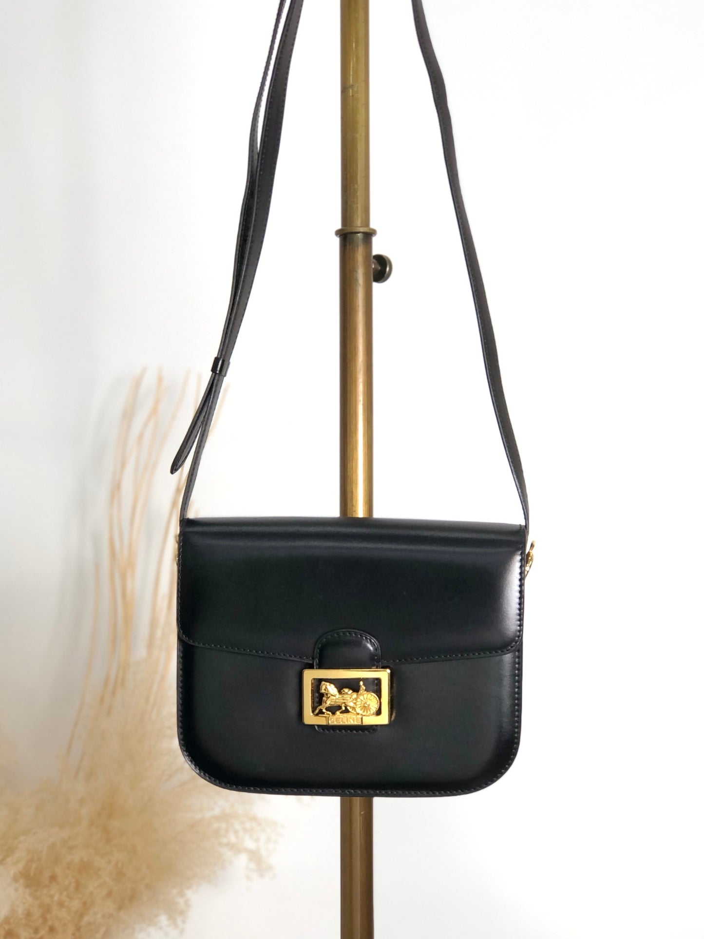 CELINE Horse Carriage Shoulder bag Black Vintage gr8nyt