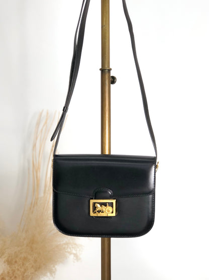 CELINE Horse Carriage Shoulder bag Black Vintage gr8nyt