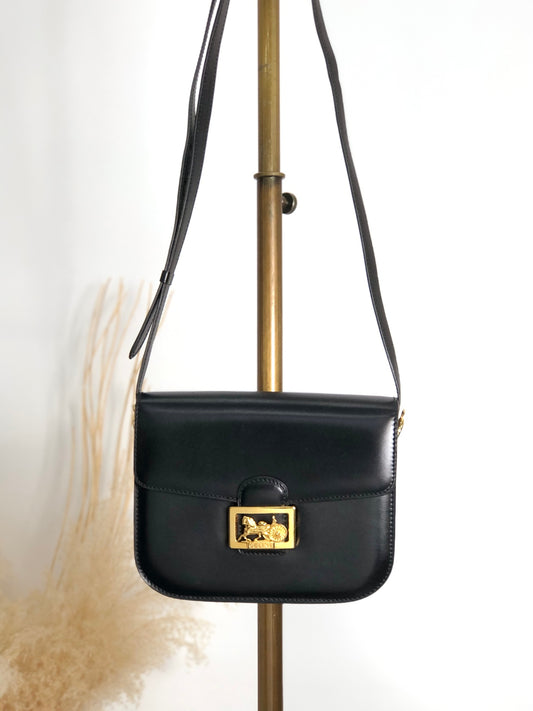 CELINE Horse Carriage Shoulder bag Black Vintage gr8nyt