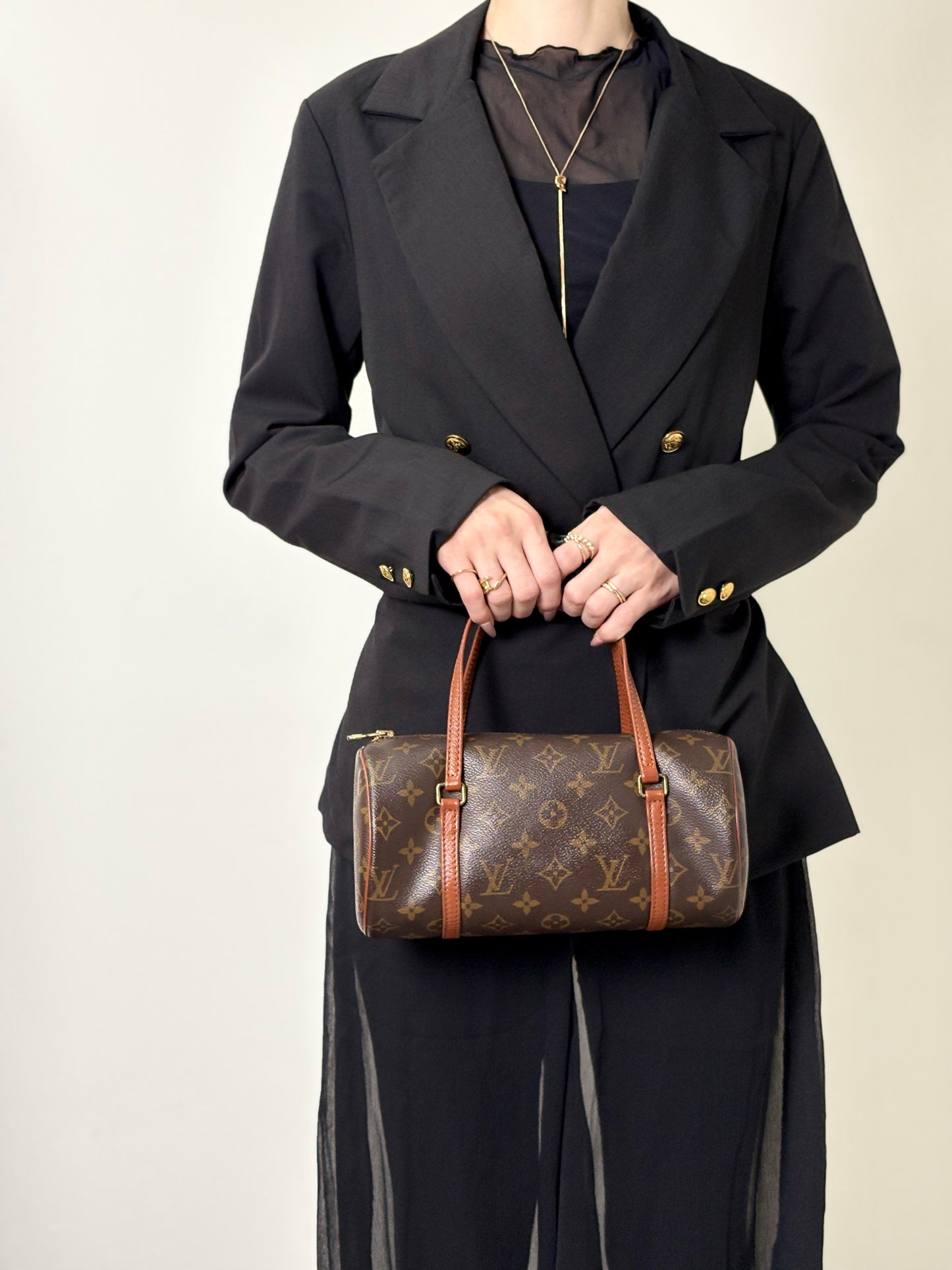 LOUIS VUITTON Monogram Handbag Brown Vintage dwmmh5