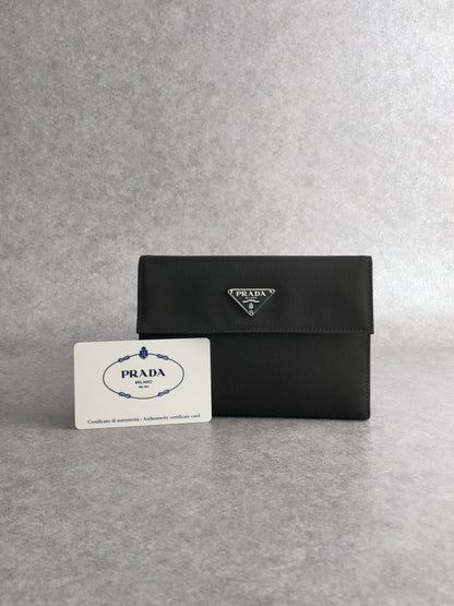 PRADA Tessuto Triangle Logo Trifold Wallet Black M510 Vintage icewt8