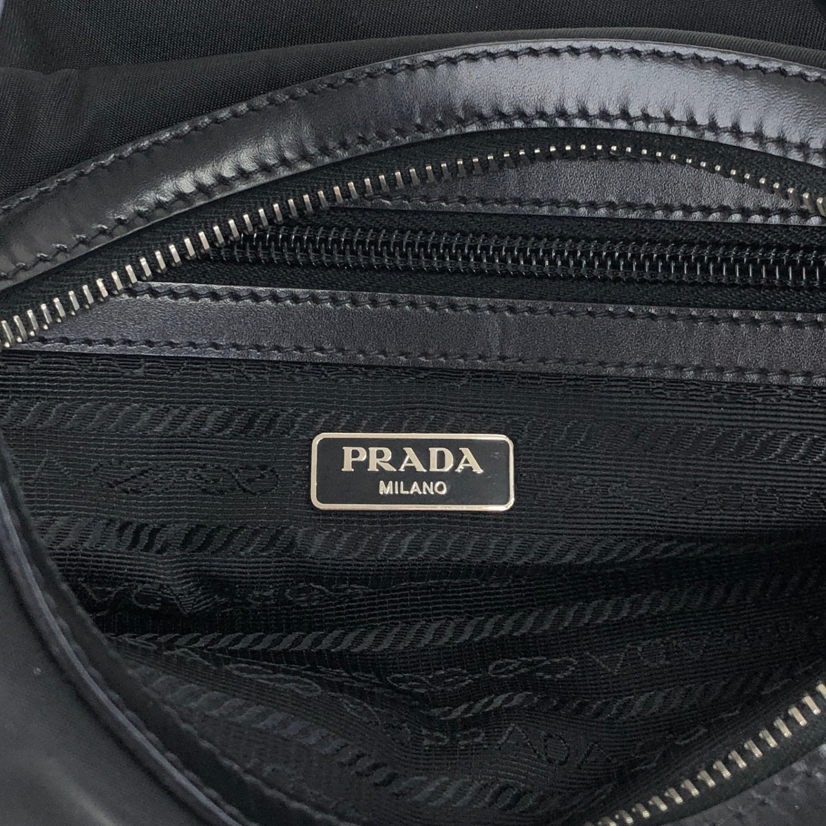 PRADA Triangle Logo Shoulder bag Hobobag Black Vintage cpgmii