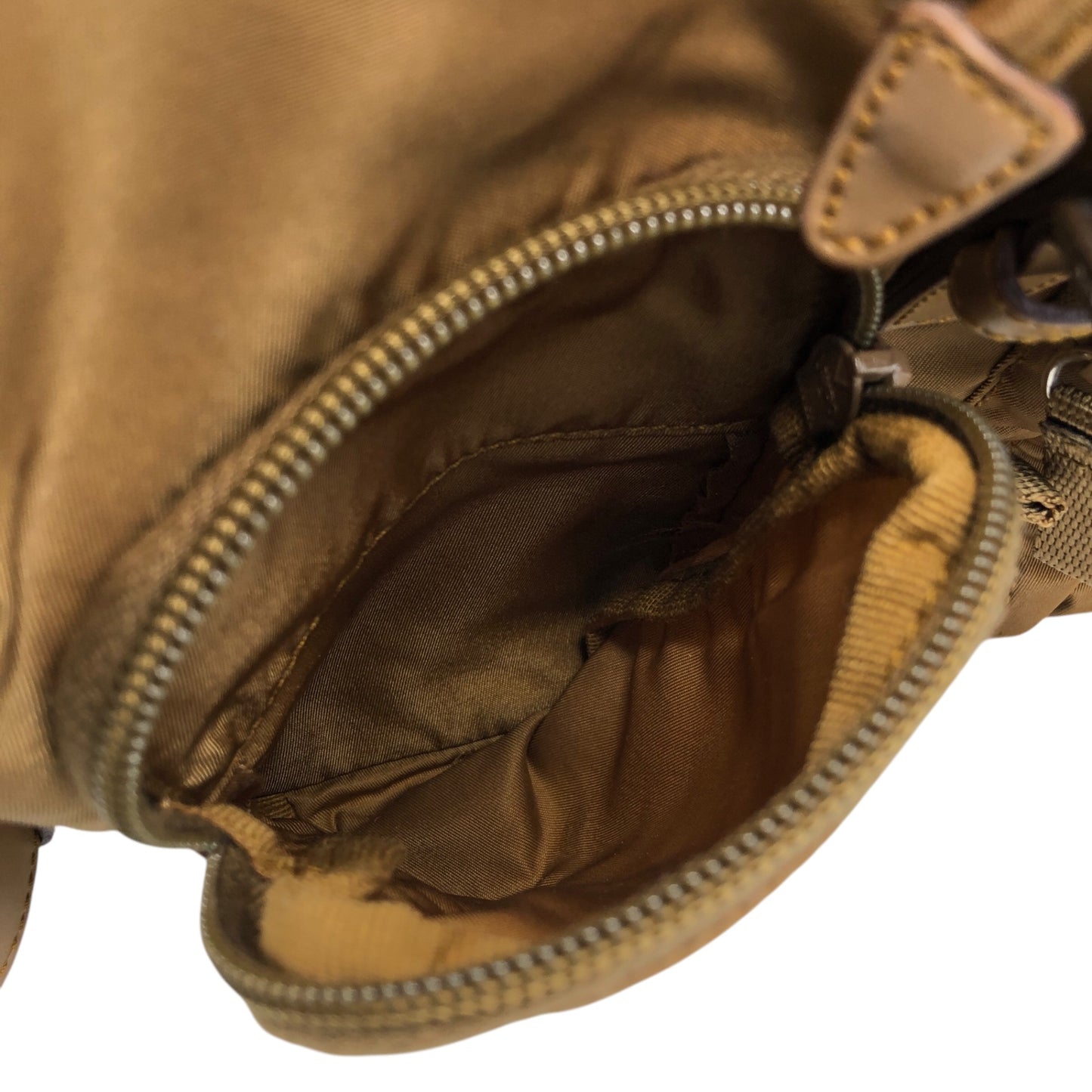 PRADA Triangle Logo Double Pocket Backpack Brown Vintage rne3iv