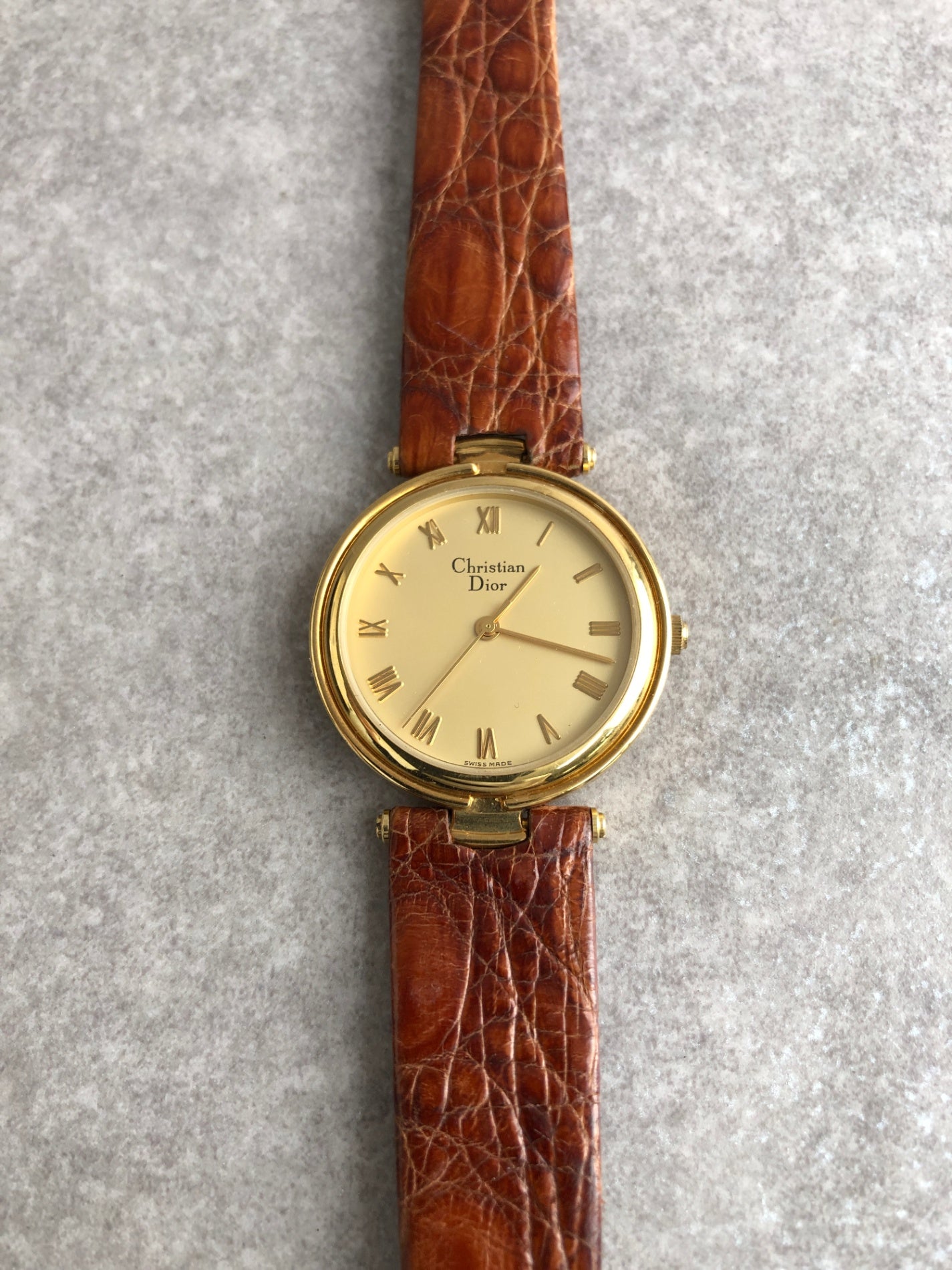Christian Dior Watch Gold×Brown Vintage 3006 7ivzj6