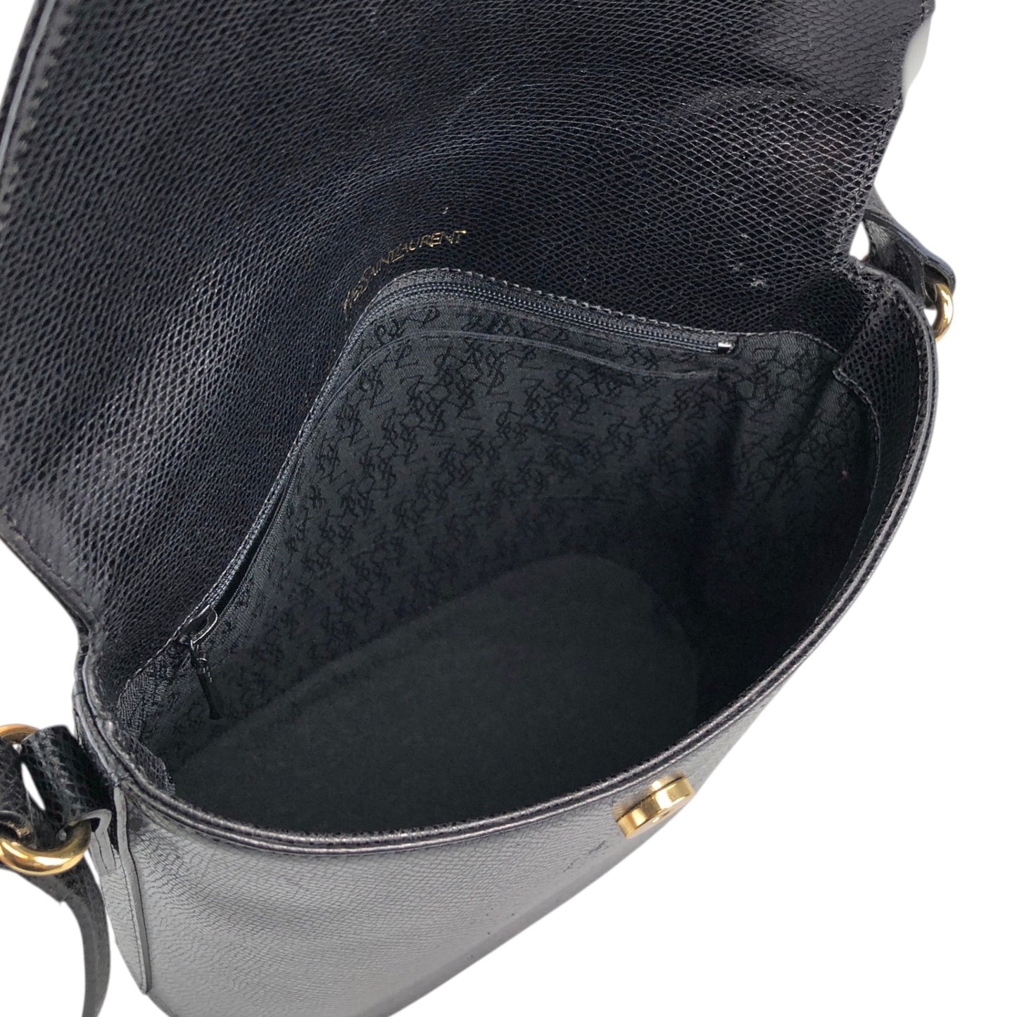 Yves Saint Laurent Logo Stitch Shoulder bag Black Vintage umrsfj