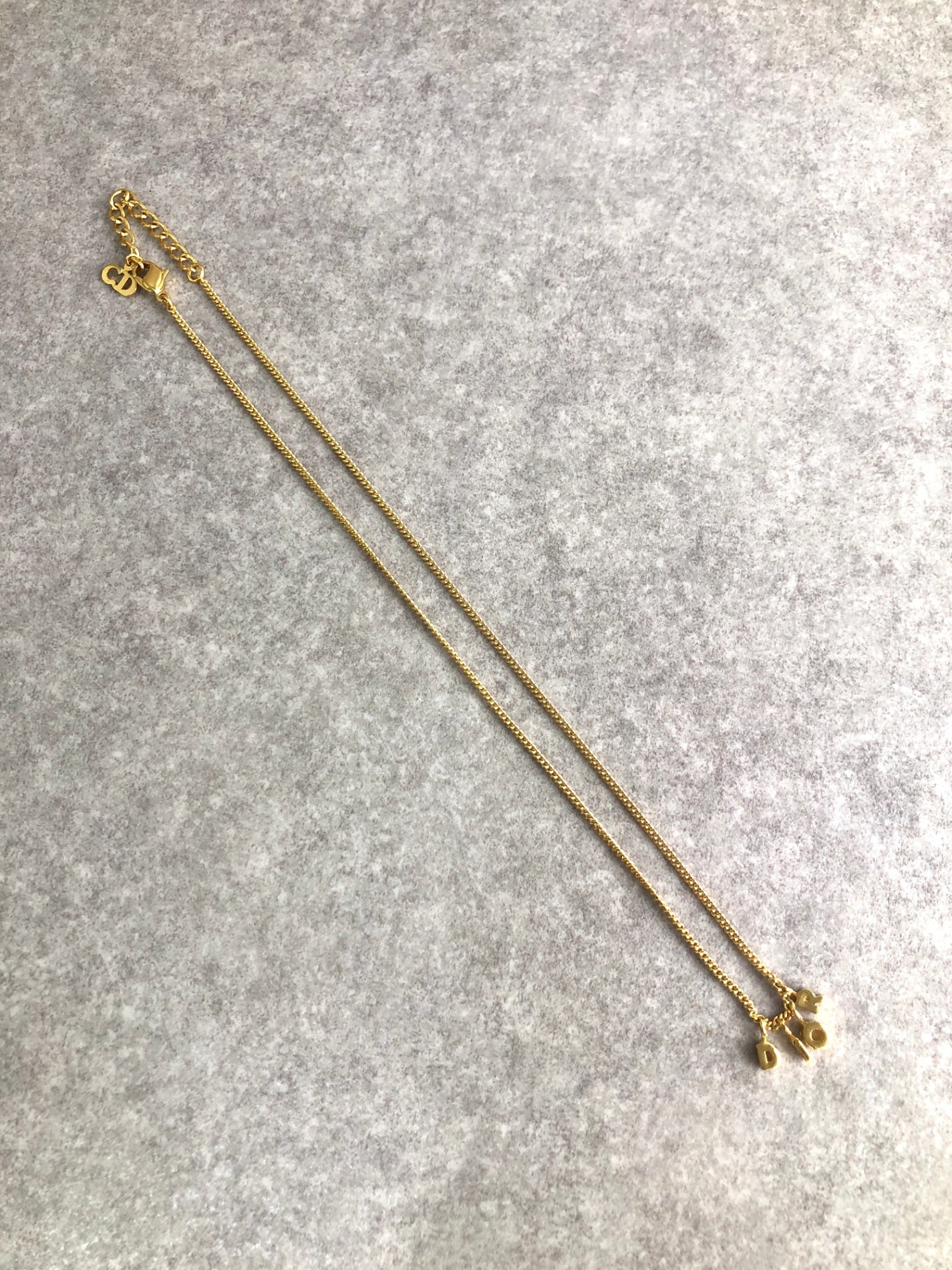 Christian Dior CD Logo Necklace Gold Vintage gex7us