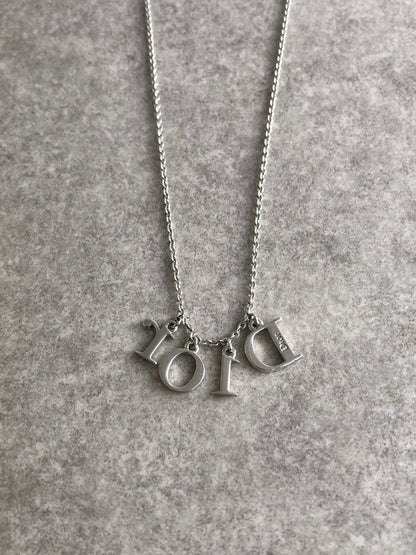 Christian Dior Logo Charm Necklace Silver Vintage fpf7en
