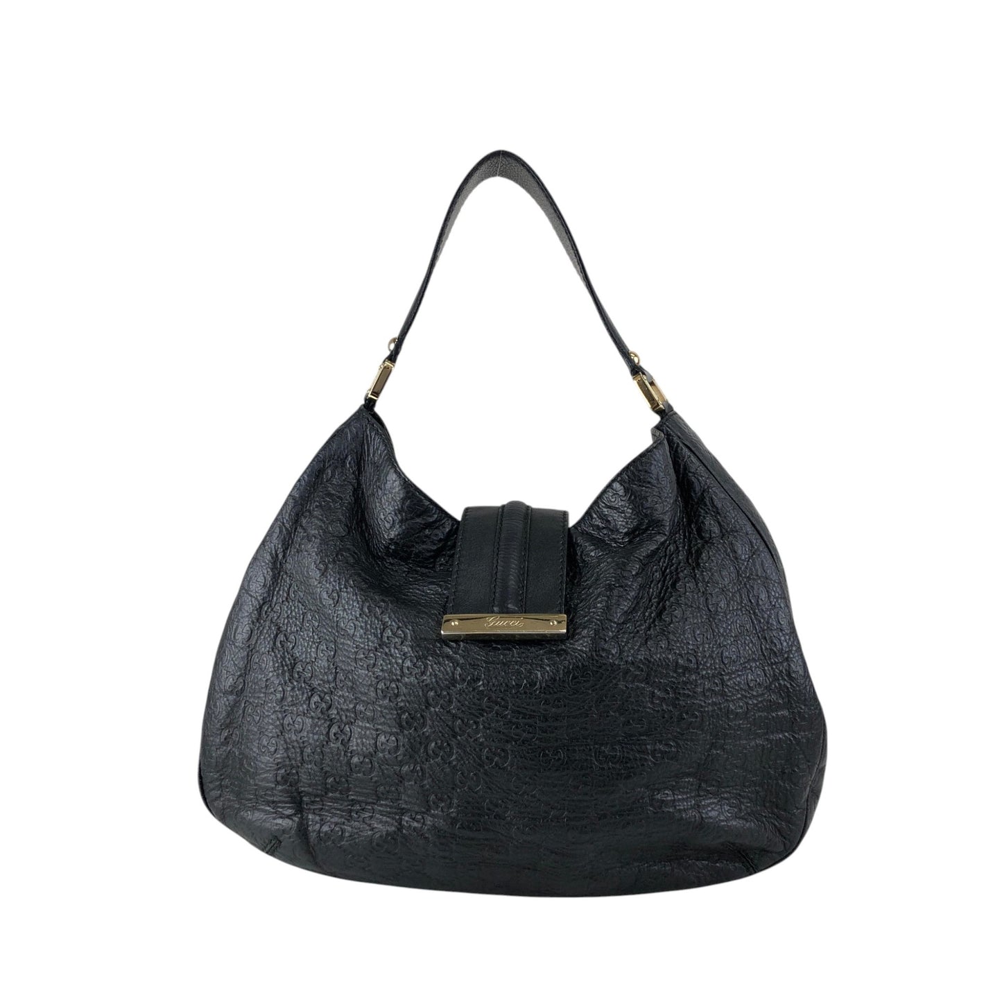 GUCCI Logo Shoulder bag Hobobag Black Vintage f2bysj