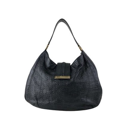 GUCCI Logo Shoulder bag Hobobag Black Vintage f2bysj