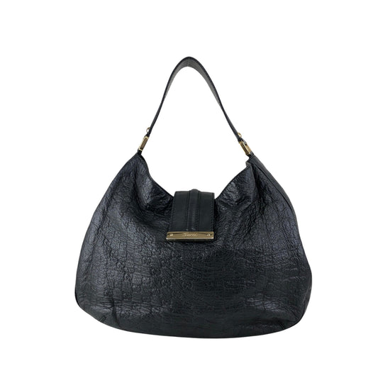 GUCCI Logo Shoulder bag Hobobag Black Vintage f2bysj