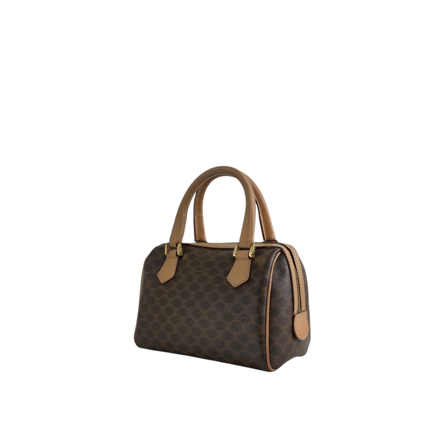 CELINE Macadam Blason Two-way Small Boston bag Shoulder bag Brown Vintage abbsfv