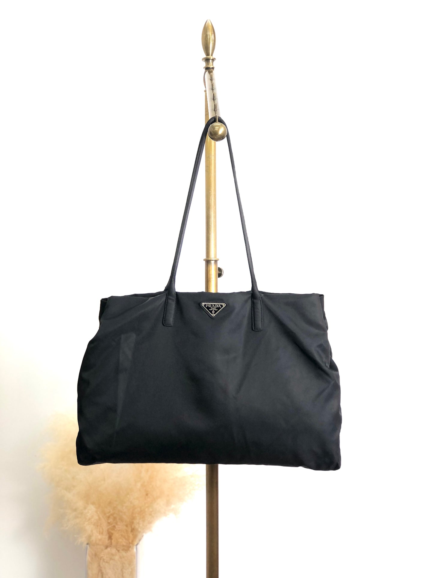 PRADA Tessuto Triangle Logo Totebag Black Vintage m8ccmn