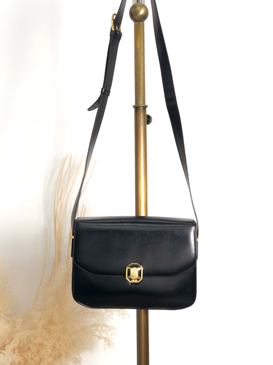 CELINE Blason Shoulder bag Black Vintage ad7eeu