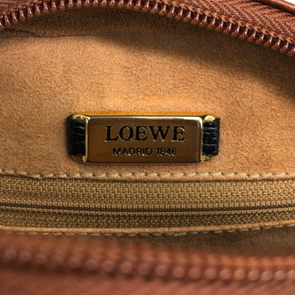 LOEWE Logo Embossed Two-way Handbag Shoulder bag Black×Brown Vintage z67fis