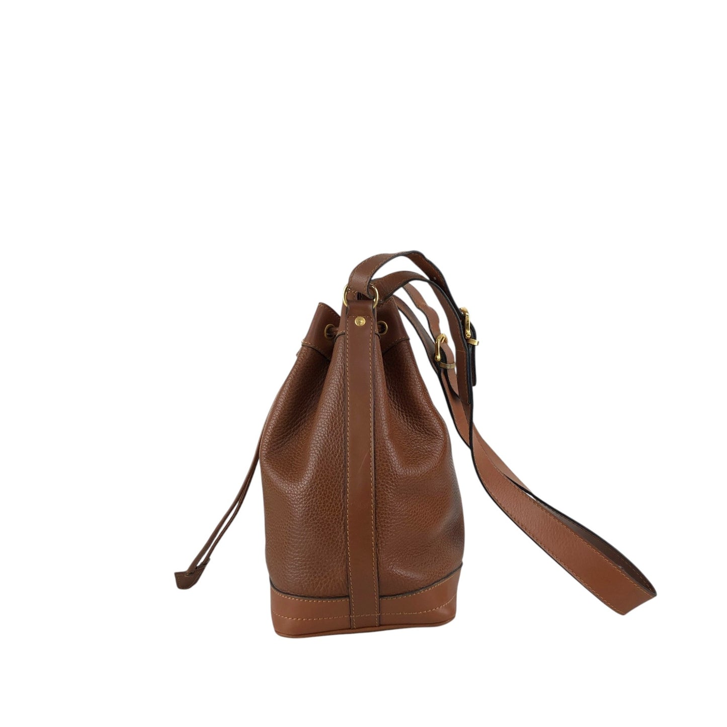 CELINE Gancini Drawstring Shoulder bag Brown Vintage 4uzkb3