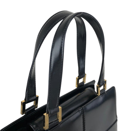 Yves Saint Laurent Logo Top Handle Handbag Black Vintage 8d84s4