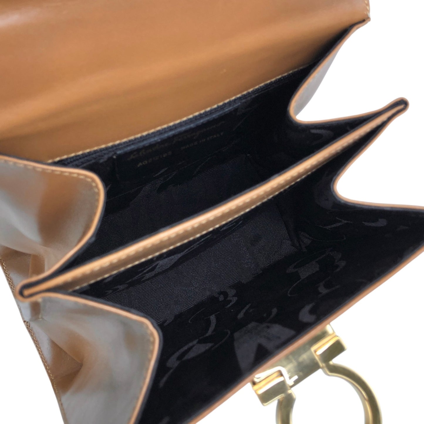 Salvatore Ferragamo Gancini Two-way Handbag Shoulder bag Brown Vintage 6t6kdf