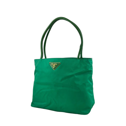 PRADA Tessuto Triangle Logo Handbag Totebag Green Vintage paupzp