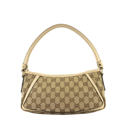 GUCCI GG Canvas Abbey Canvas Leather Handbag Hobobag Beige Vintage 4sabsd