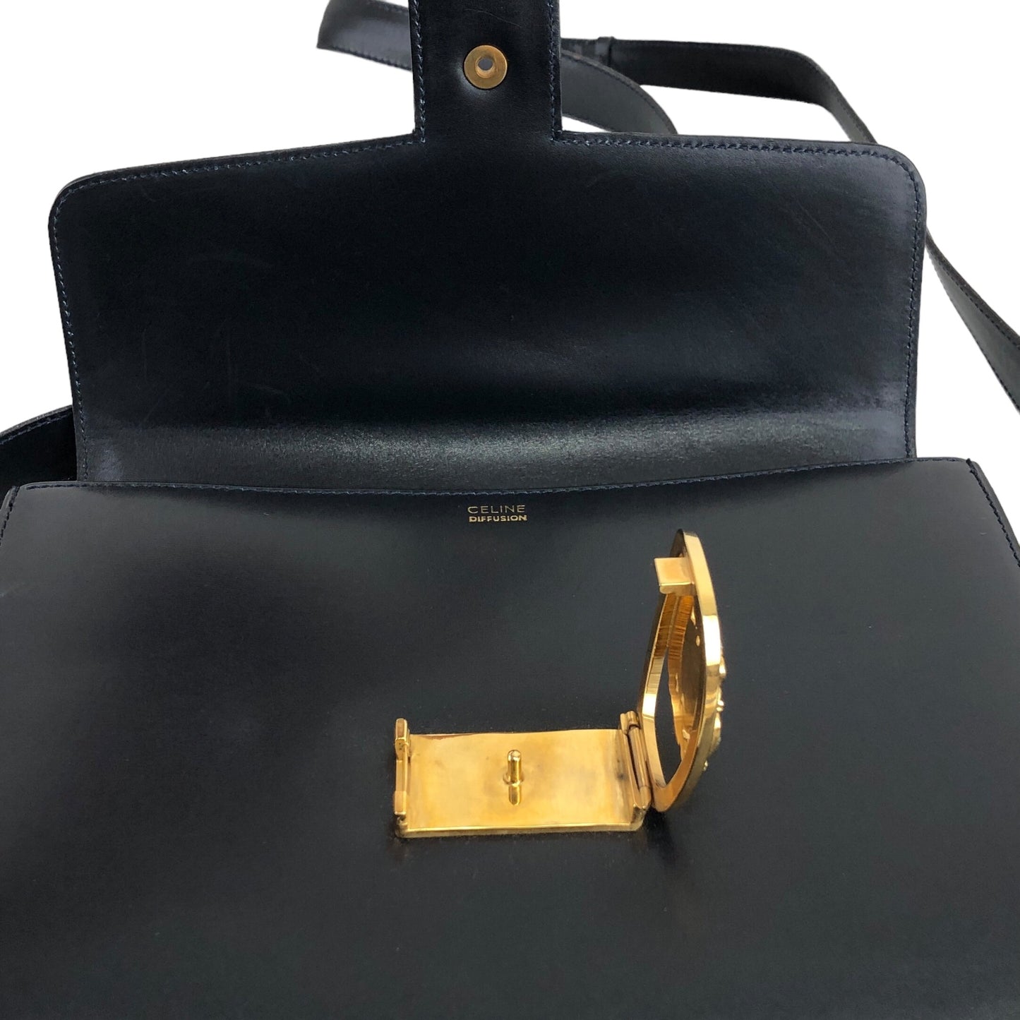 CELINE Blason Crossbody Shoulder bag Dark Navy Vintage adajxe