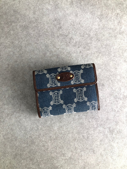 CELINE Triomphe Folded Wallet Navy Vintage vwdke2