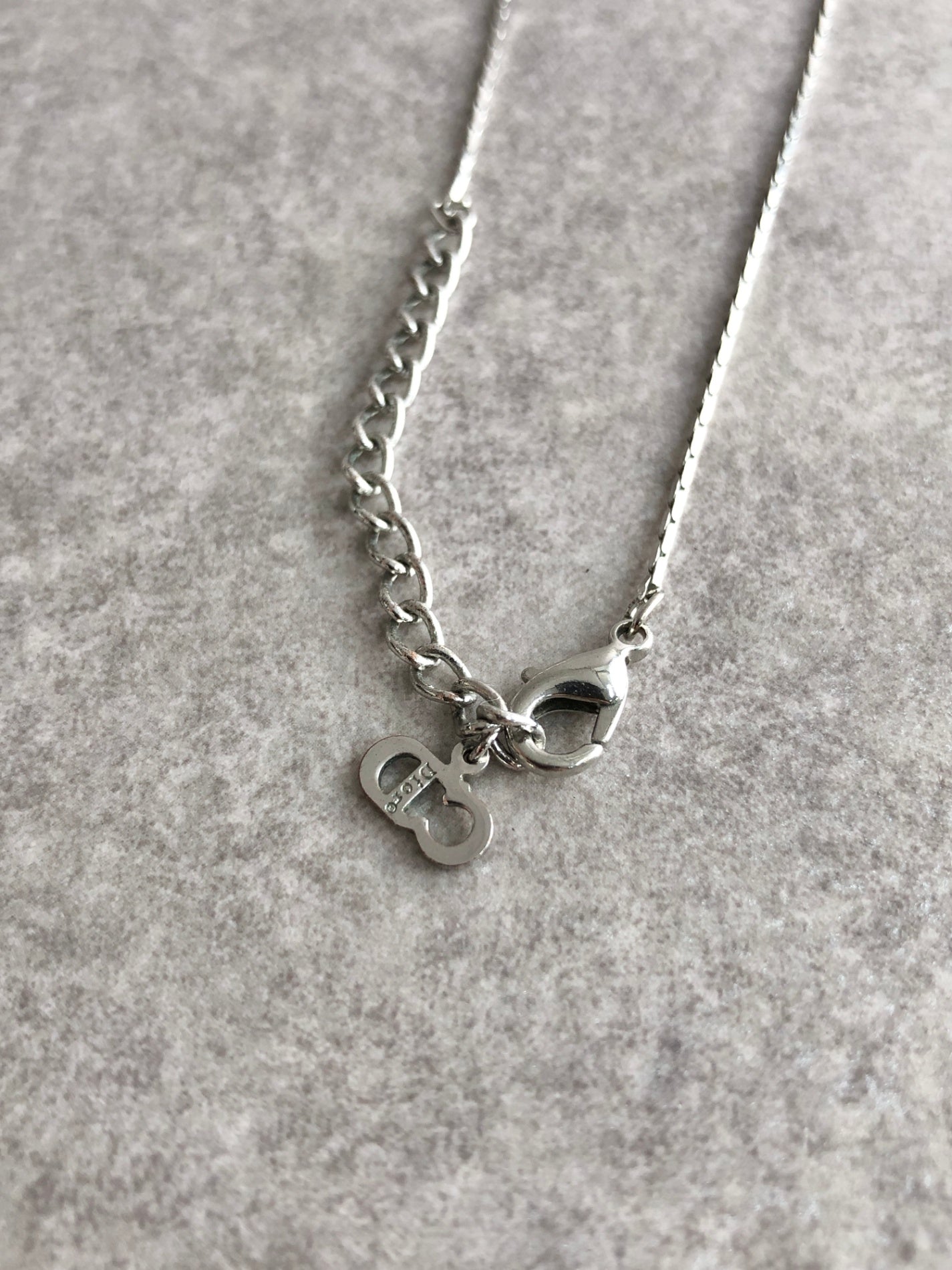 Christian Dior Logo Charm Necklace Silver Vintage pz5i3v
