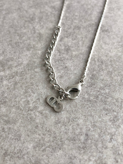Christian Dior Logo Charm Necklace Silver Vintage pz5i3v