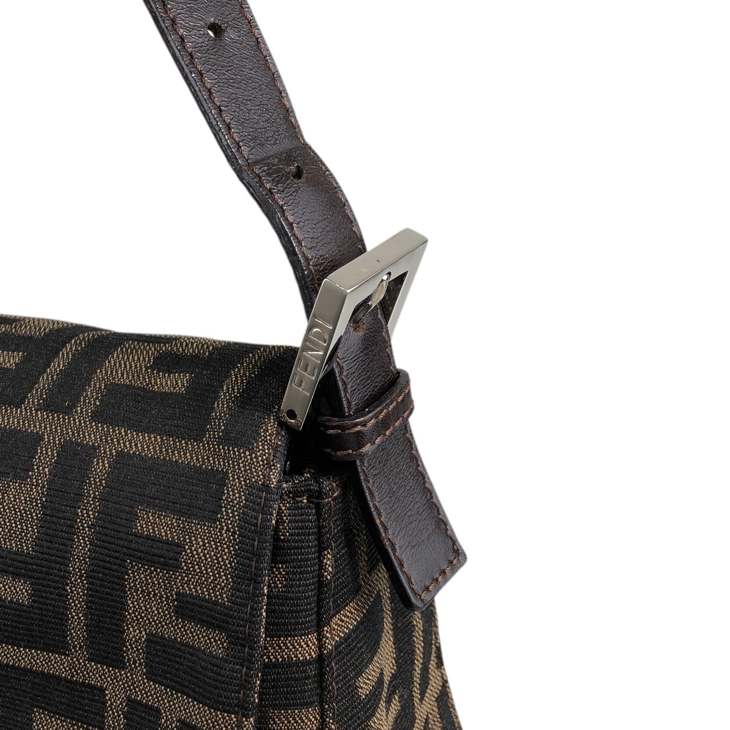 FENDI Zucca Logo Shoulder bag Brown Vintage df4sym